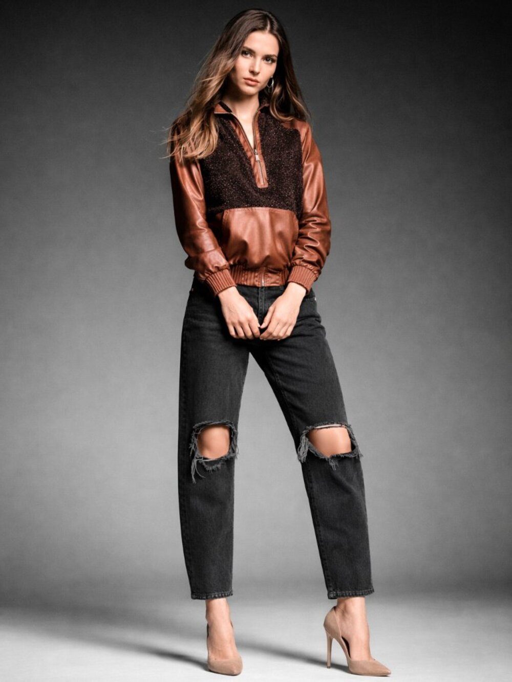 Wild Fable (Target) Wide Leg Black Denim Distressed Jeans